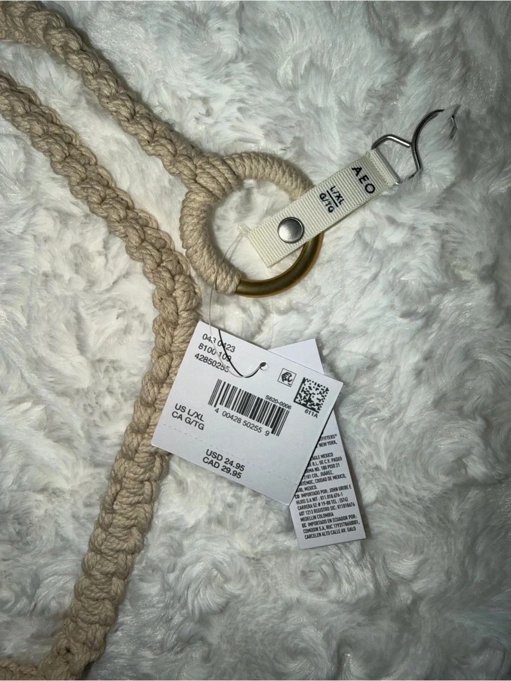 AE Crochet O-ring Shell Tassel Belt NWT L/XL